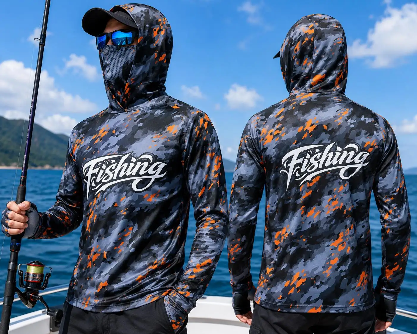 Fishing - Мужская рыболовная рубашка с капюшоном, защита